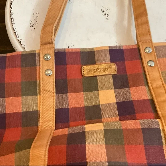 Longaberger Pink and Purple Tote Bag with Structured Design like new condition. - Picture 2 of 9